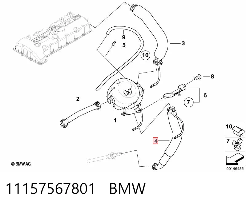 11157567801 BMW Króciec wentylacji kadłuba (separatora oleju)