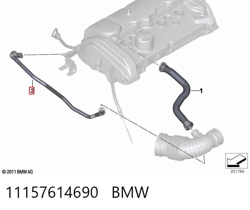 11157614690 BMW Króciec wentylacji kadłuba (separatora oleju)