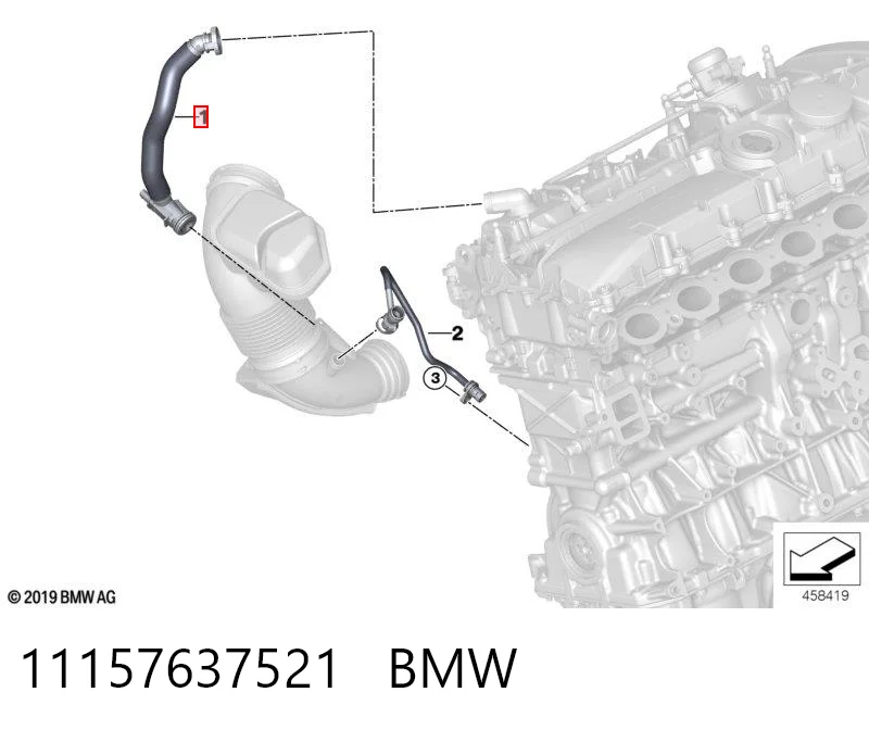 11157637521 BMW Króciec wentylacji kadłuba (separatora oleju)