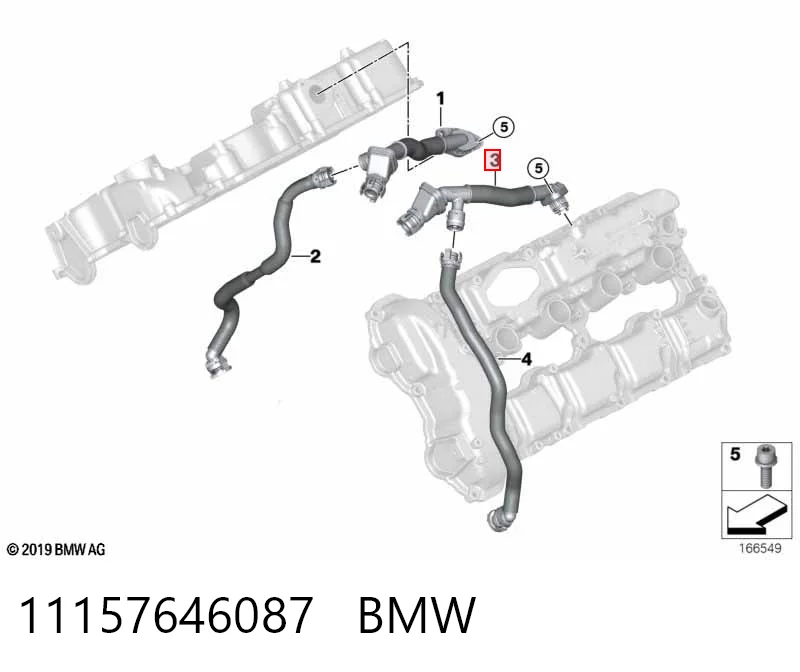 11157646087 BMW Króciec wentylacji kadłuba (separatora oleju)