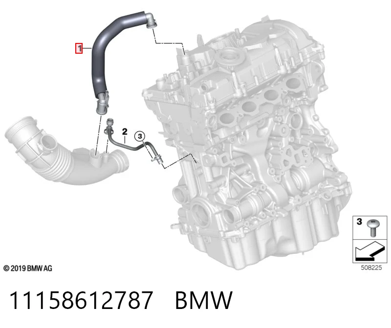 11158612787 BMW Króciec wentylacji kadłuba (separatora oleju)