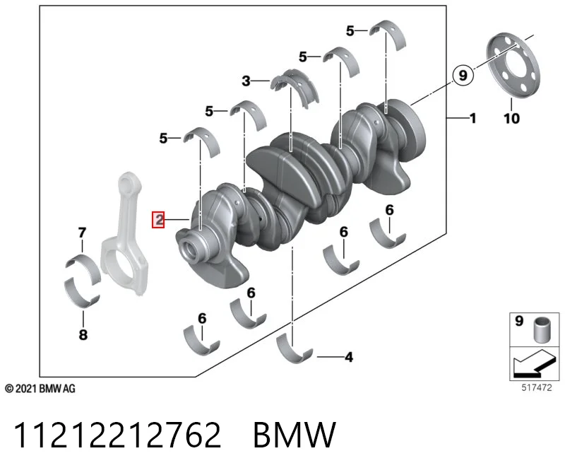 11212212762 BMW Wał korbowy silnika
