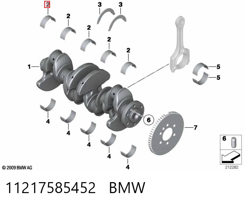 11217585452 BMW Panewki główne wału korbowego, zestaw, 1. naprawa (+0,25)