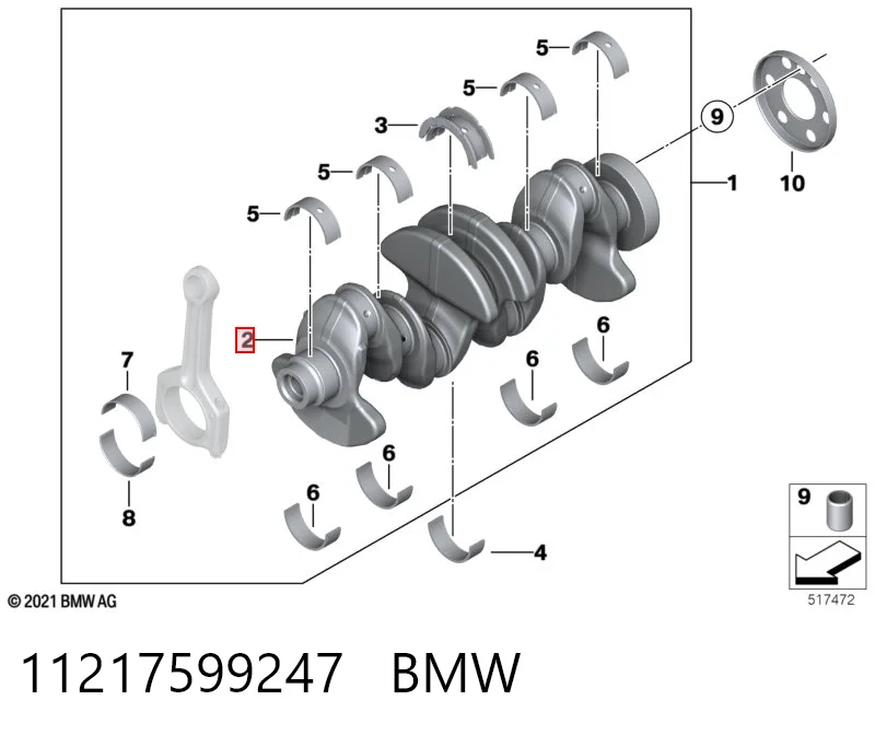 11217599247 BMW Wał korbowy silnika