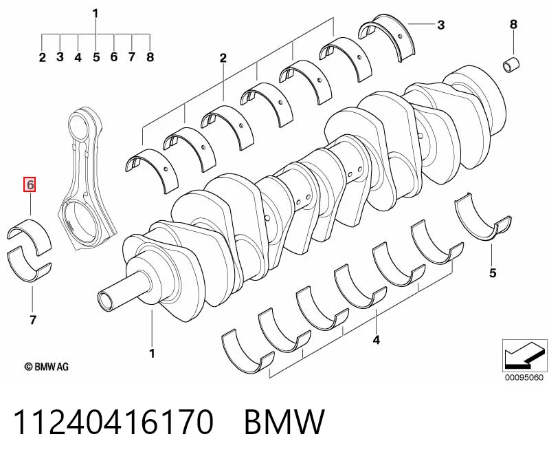 Do koszyka Panewki korbowodowe wału korbowego, zestaw, standardowe (STD) BMW X5  E53