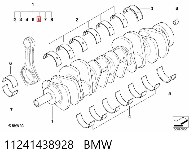  Panewki korbowodowe wału korbowego, zestaw, standardowe (STD) BMW X5 