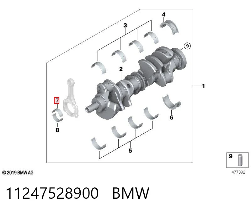 11247528900 BMW Panewki korbowodowe wału korbowego, zestaw, standardowe (STD)