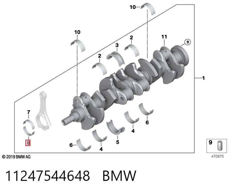 11247544648 BMW Panewki korbowodowe wału korbowego, zestaw, standardowe (STD)