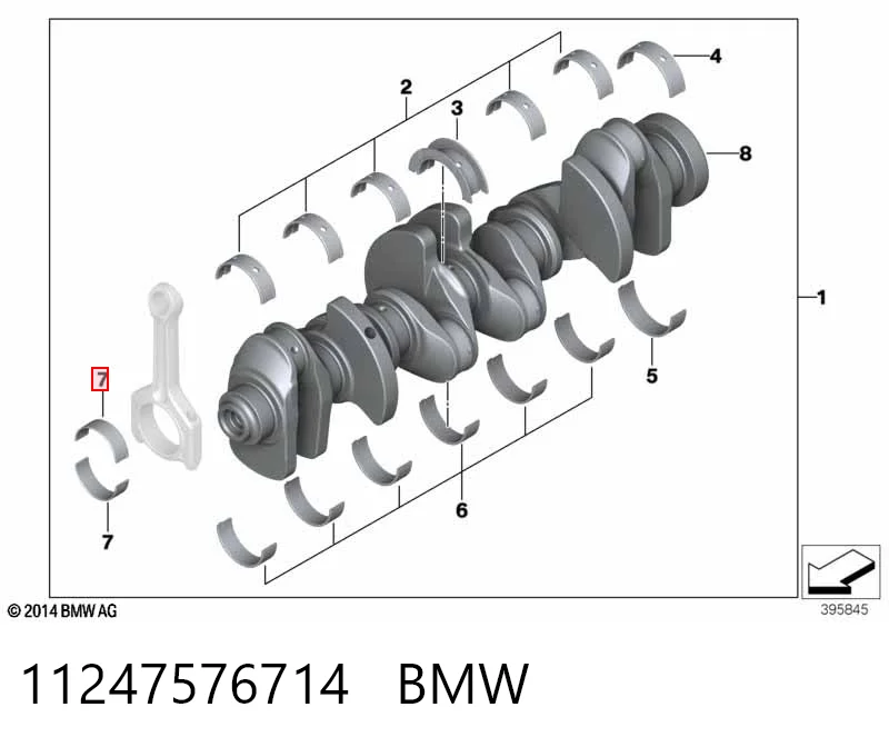 11247576714 BMW Panewki korbowodowe wału korbowego, zestaw, standardowe (STD)