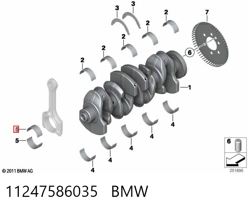11247586035 BMW Panewki korbowodowe wału korbowego, zestaw, standardowe (STD)