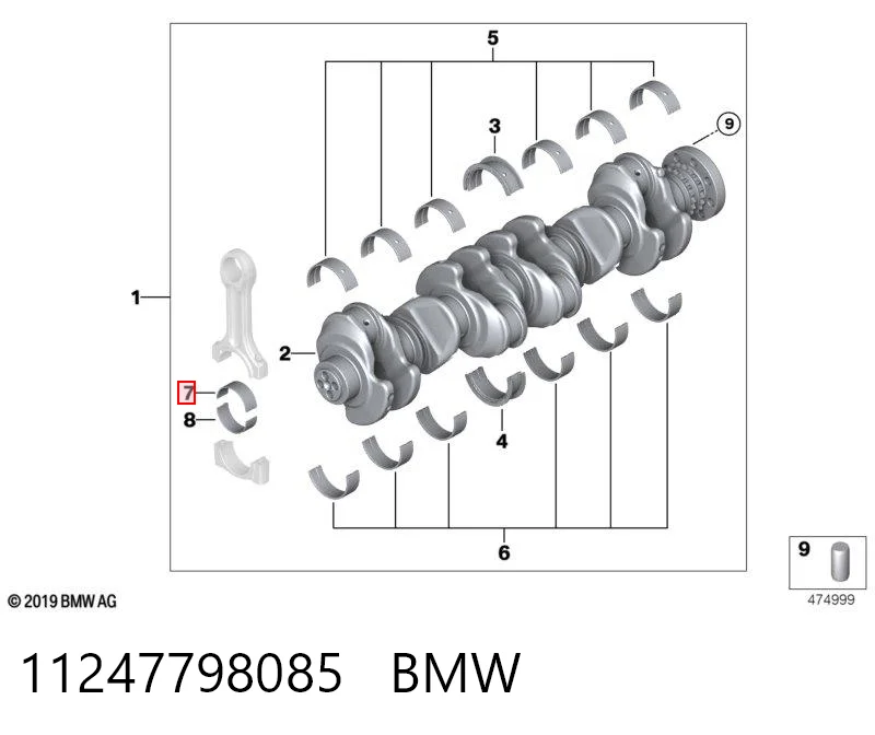 11247798085 BMW Panewki korbowodowe wału korbowego, zestaw, standardowe (STD)