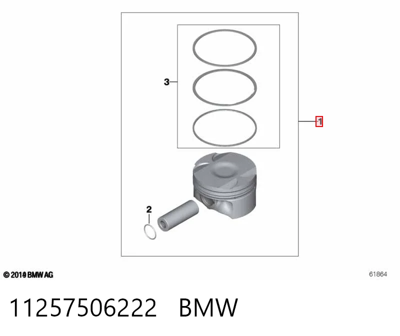 11257506222 BMW Tłok, komplet do jednego cylindru, STD