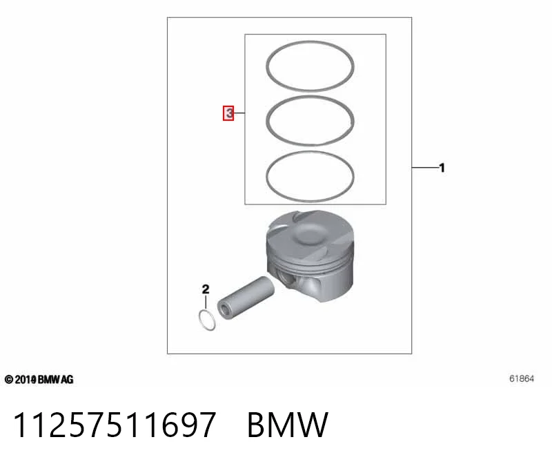 11257511697 BMW Pierścienie tłokowe na 1 cylinder, STD.