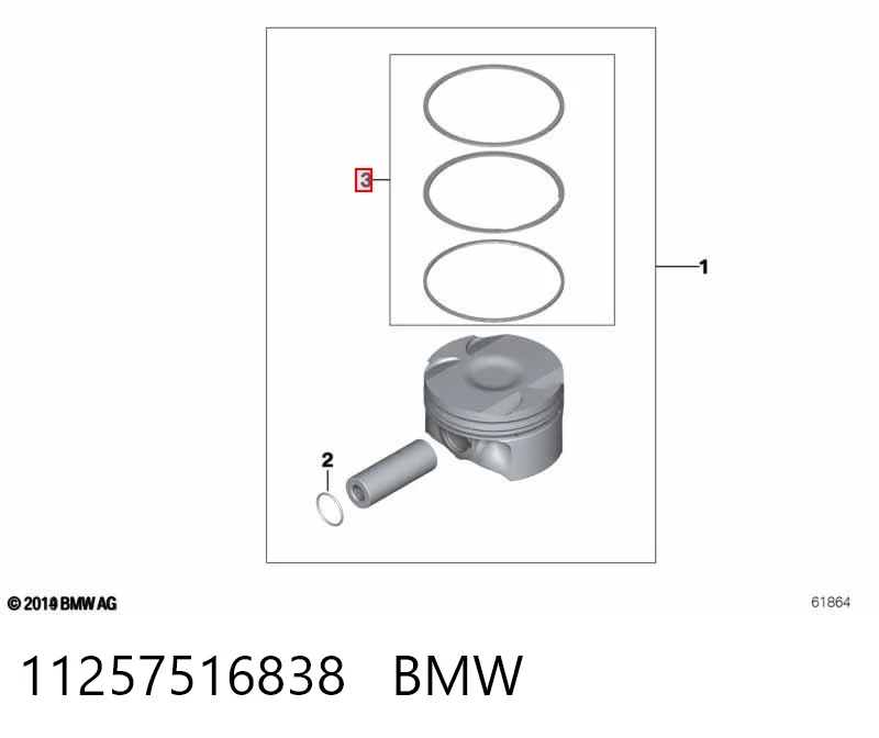 11257516838 BMW Pierścienie tłokowe na 1 cylinder, STD.