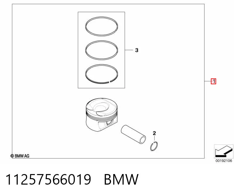 11257566019 BMW Tłok, komplet do jednego cylindru, STD