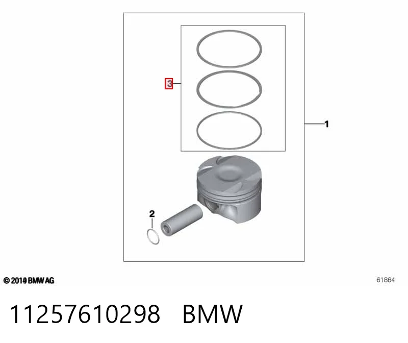 11257610298 BMW Pierścienie tłokowe sprężarki na 1 cylinder, STD