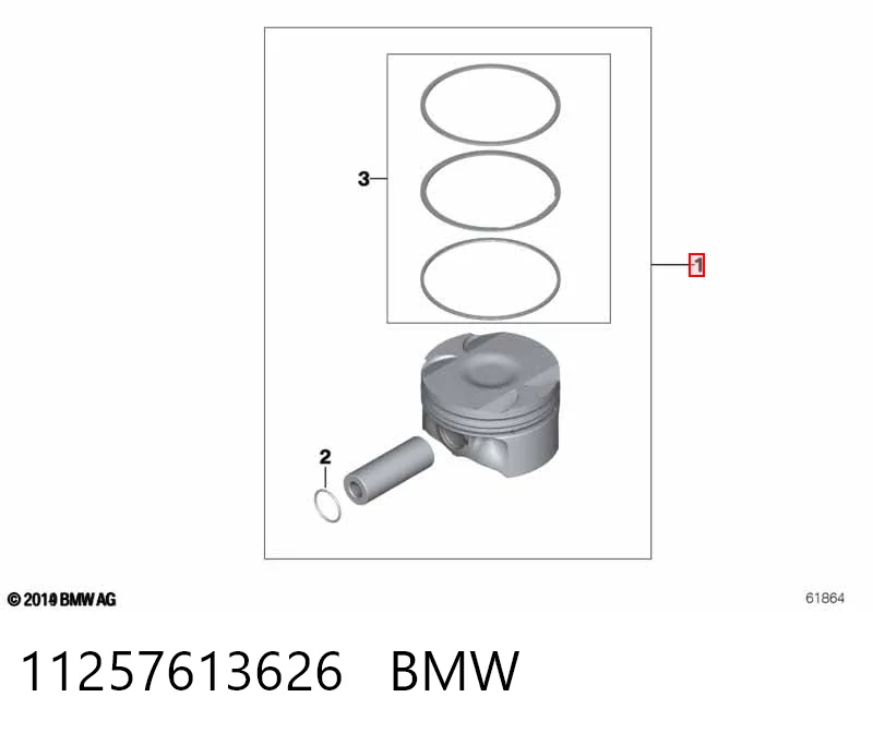 11257613626 BMW Tłok, komplet do jednego cylindru, STD
