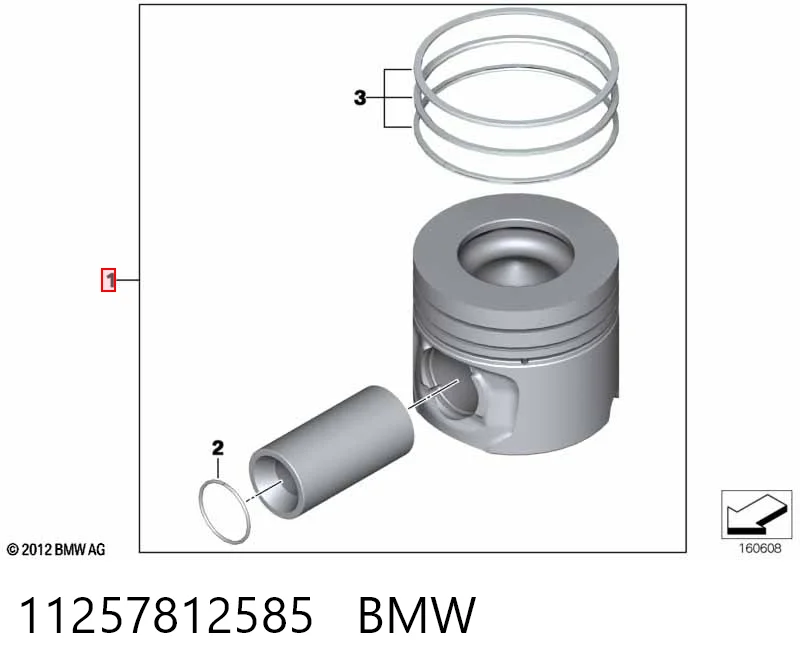 11257812585 BMW Tłok, komplet do jednego cylindru, STD