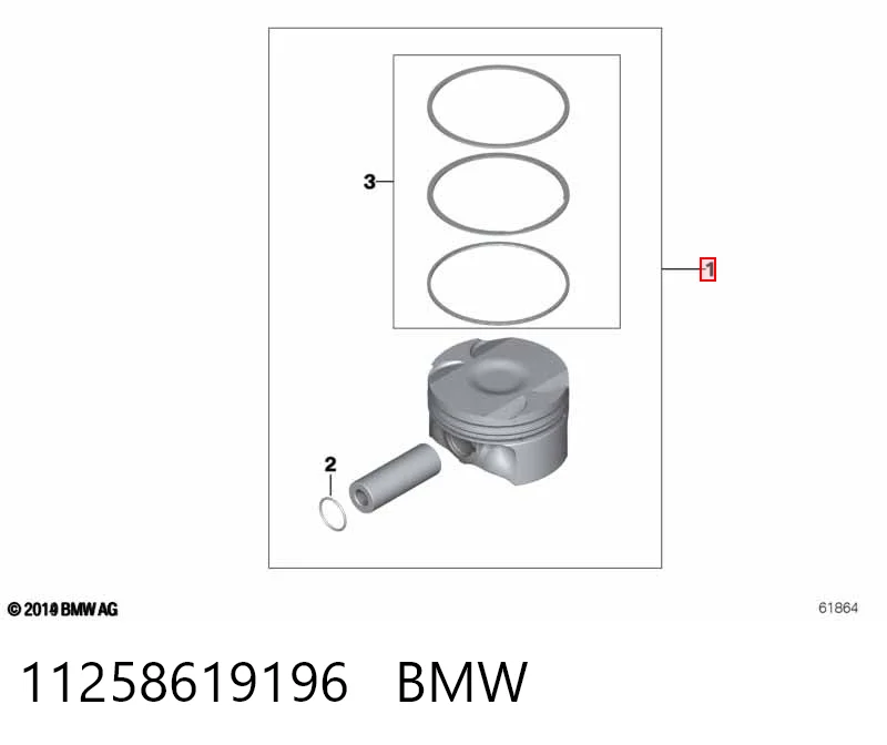 11258619196 BMW Tłok ze sworzniem bez pierścieni, STD