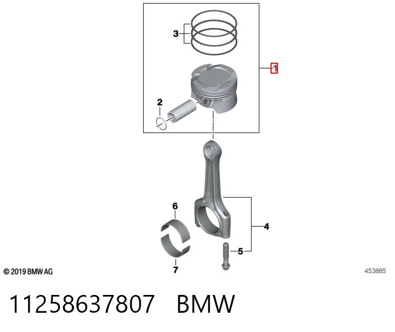 11258637807 BMW Tłok, komplet do jednego cylindru, STD
