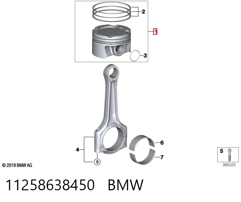 11258638450 BMW Tłok ze sworzniem bez pierścieni, STD