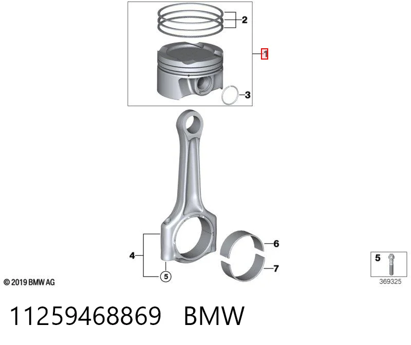 11259468869 BMW Tłok ze sworzniem bez pierścieni, STD