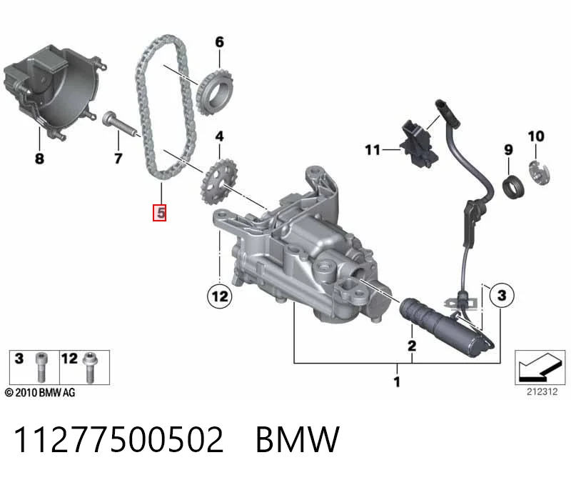 11277500502 BMW Łańcuch pompy oleju