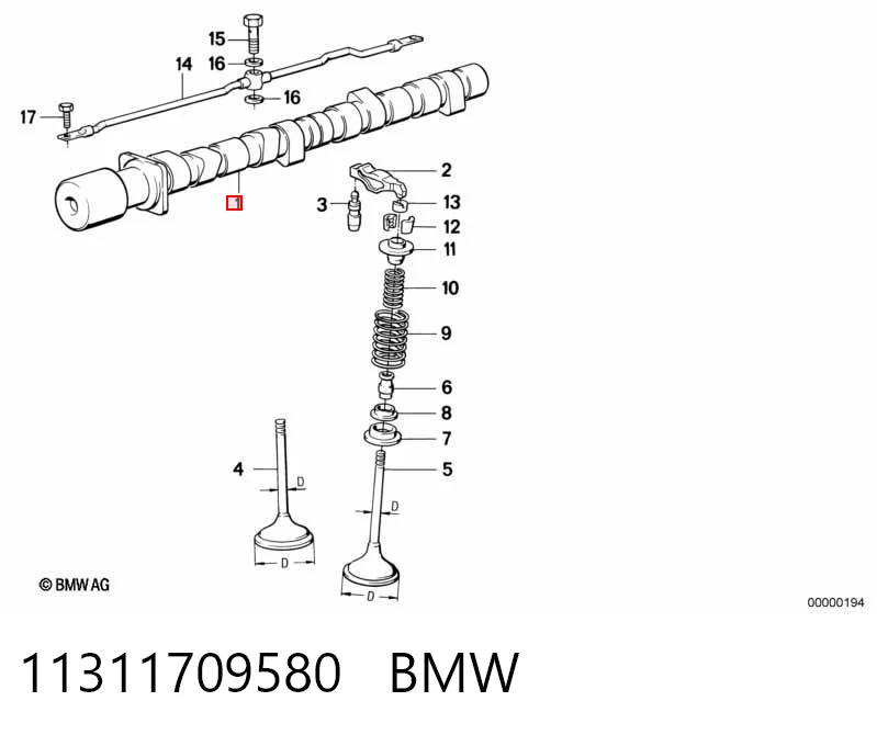 11311709580 BMW Wał rozrządu silnika