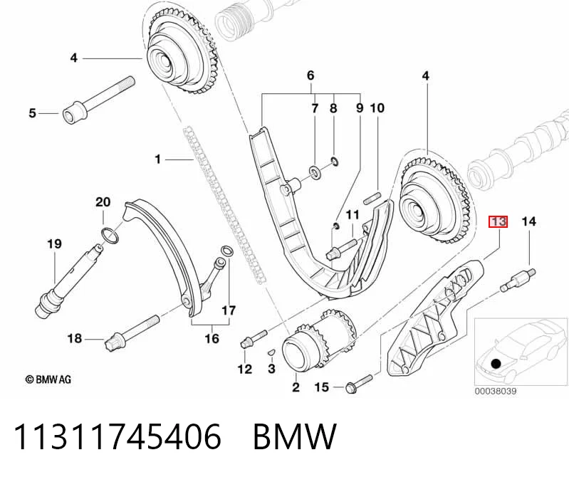 11311745406 BMW Tłumik drgań łańcucha rozrządu, lewy
