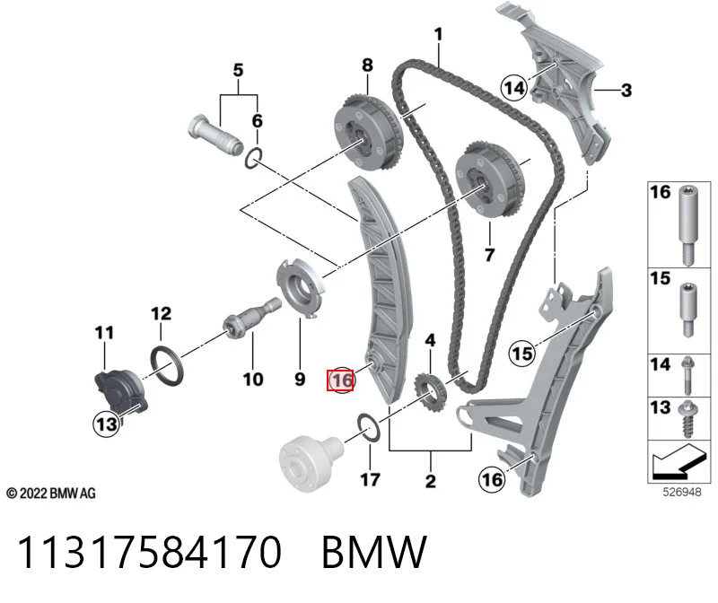 11317584170 BMW Śruba napinacza łańcucha rozrządu