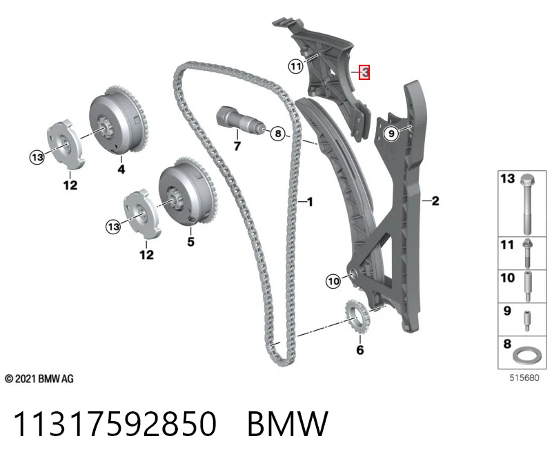 11317592850 BMW Tłumik drgań łańcucha rozrządu górny (głowica cylindrów)