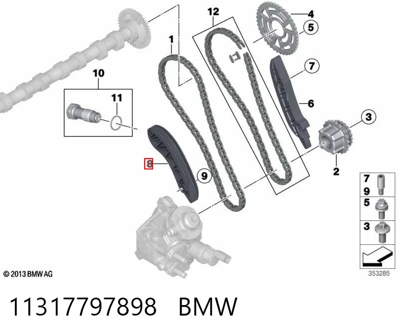 11317797898 BMW Prowadnica napinacza łańcucha rozrządu