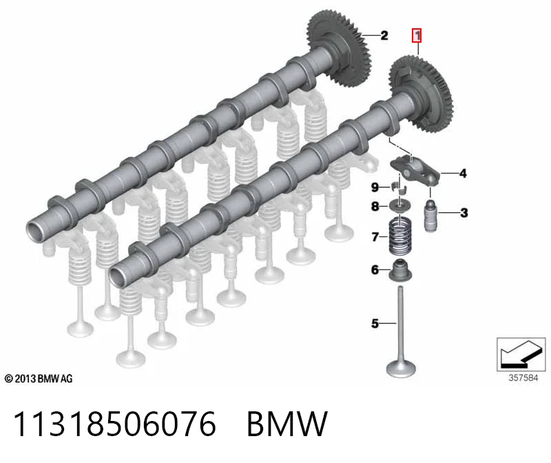 11318506076 BMW Wał rozrządu silnika ssący, dolotowy