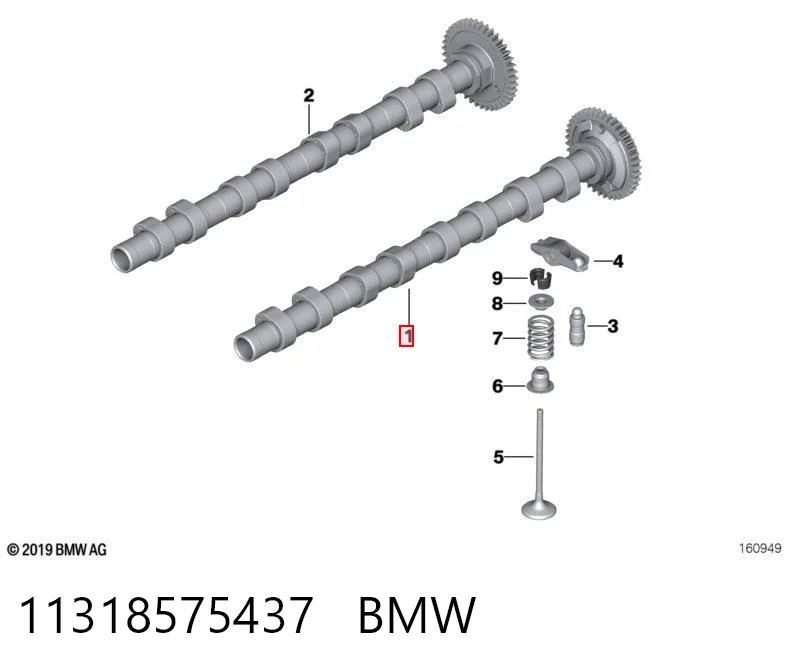 11318575437 BMW Wał rozrządu silnika ssący, dolotowy