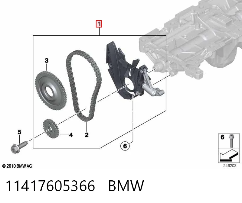 11417605366 BMW Łańcuch pompy oleju, zestaw