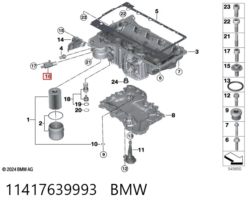 11417639993 BMW Zawór regulacji ciśnienia oleju