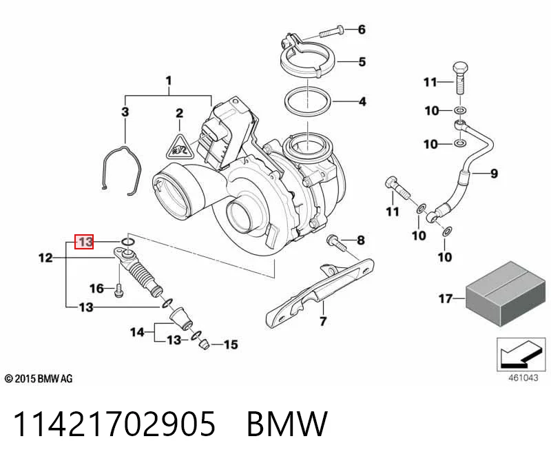 11421702905 BMW Uszczelka (pierścień) przewodu chłodzenia turbiny, powrót