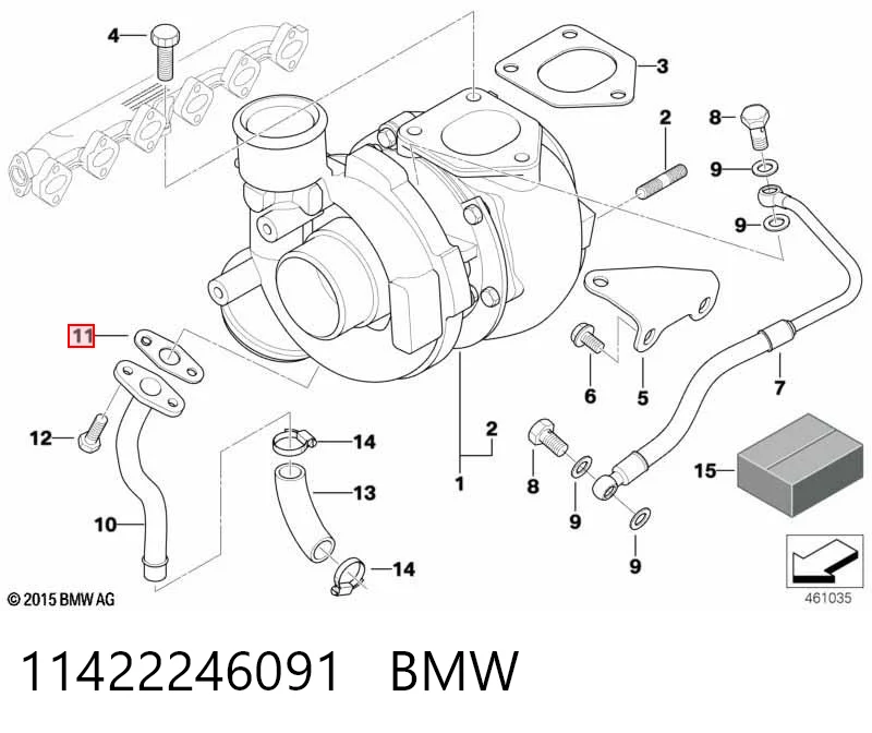 11422246091 BMW Uszczelka przewodu spływu oleju z turbiny