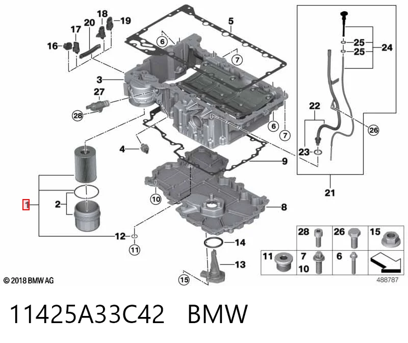 11425A33C42 BMW Filtr oleju