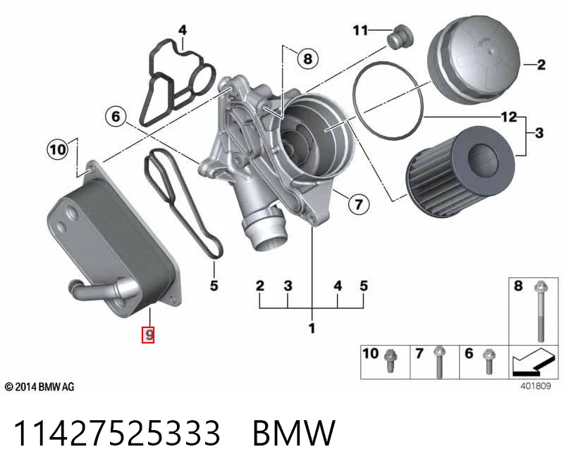 11427525333 BMW Chłodnica oleju, pod filtrem