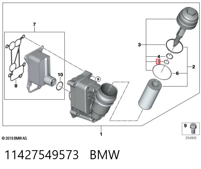 11427549573 BMW Pierścień pokrywy filtra olejowego wewnętrzny