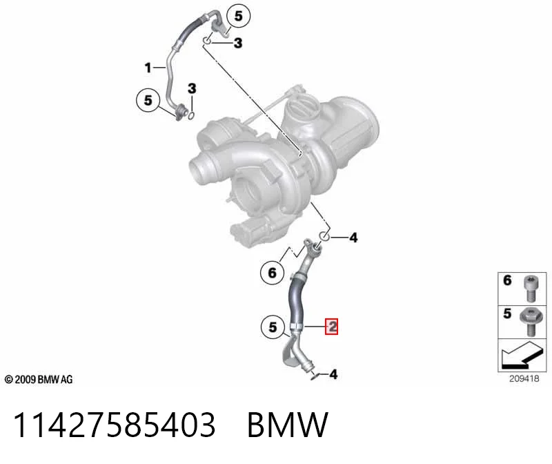 11427585403 BMW Rurka (przewód) spływu oleju z turbiny