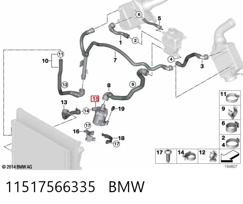 11517566335 BMW Pompa chłodzenia wodą, dodatkowa elektryczna