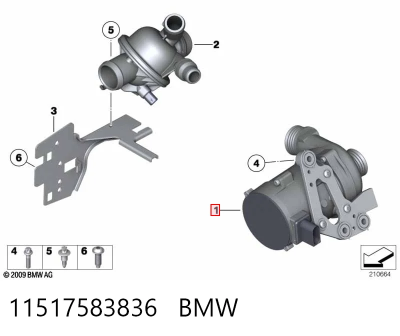 11517583836 BMW Pompa chłodzenia wodą, dodatkowa elektryczna