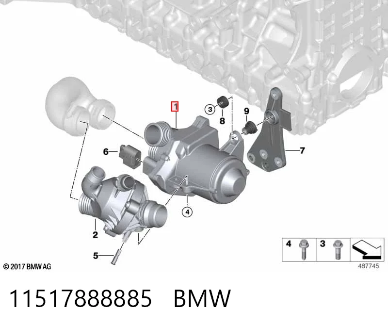 11517888885 BMW Pompa chłodząca wodna