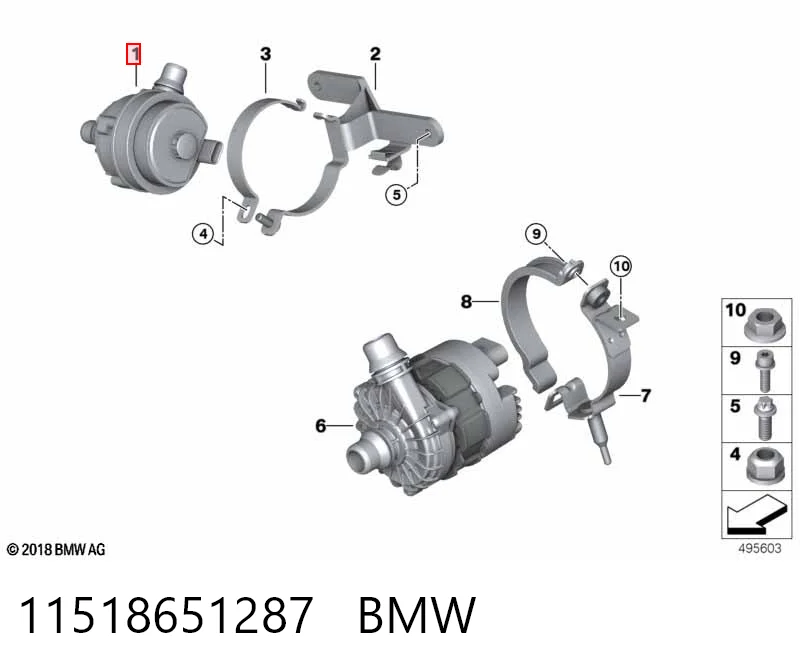 11518651287 BMW Pompa chłodzenia wodą, dodatkowa elektryczna