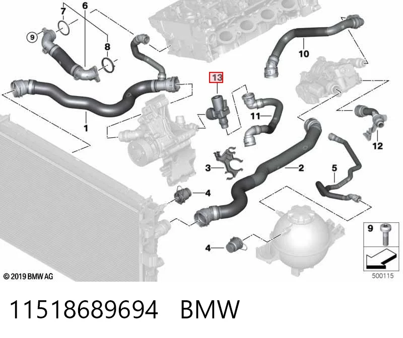 11518689694 BMW Regulujący zawór chłodziwa
