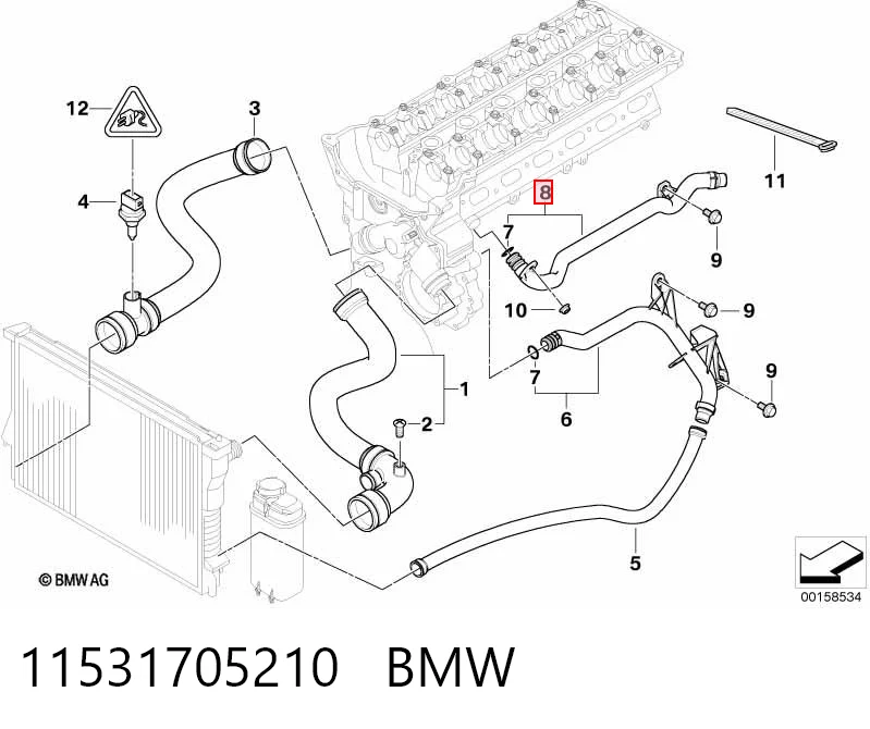 11531705210 BMW Przewód (króciec) układu chłodzenia