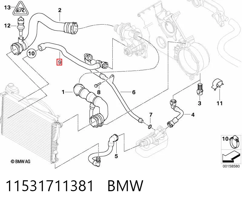 11531711381 BMW Przewód (króciec) chłodnicy górny