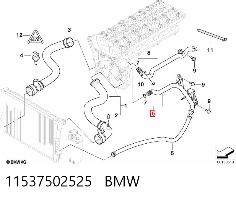 11537502525 BMW Przewód (króciec) układu chłodzenia